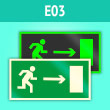 Знак E03 «Направление к эвакуационному выходу направо» (фотолюминесцентная пленка, 300х150 мм)